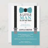 Invitation Baby shower Little Man, Turquoise et no (Devant)