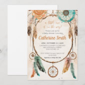 Invitation Baby shower Little One Dreamcatcher Aquarelle (Devant / Derrière)