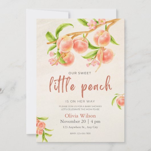 Invitation Baby shower Little Peach (Devant)