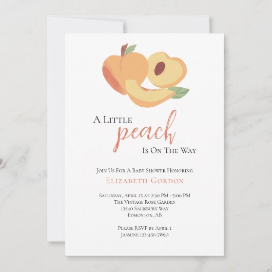 Invitation Baby shower Little Peach (Devant)