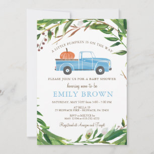 Invitation Baby SHOWER Little PUMPKIN garçon camion bleu