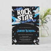 Invitation Baby shower Little Rockstar, Guitare (Debout devant)