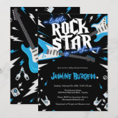 Invitation Baby shower Little Rockstar, Guitare (Devant / Derrière)