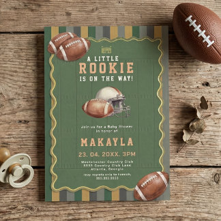 Invitation Baby Shower Little Rookie Football Vintage