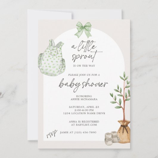 Invitation Baby shower Little Sprout Garden (Devant)