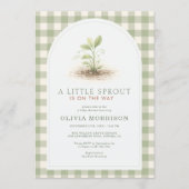 Invitation Baby Shower Little Sprout Gingham Vert (Devant)