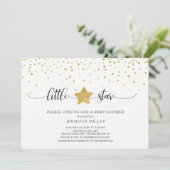 Invitation Baby shower Little Star Gold Parties scintillant (Debout devant)