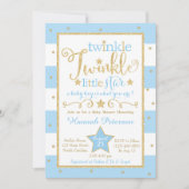 Invitation Baby shower Little Star Twinkle bleu (Devant)