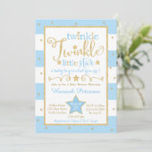 Invitation Baby shower Little Star Twinkle bleu (Debout devant)