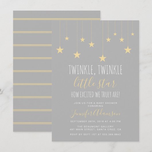 Invitation Baby shower Little Star Twinkle moderne (Devant / Derrière)
