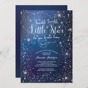 Invitation Baby shower Little Star Twinkle Silver