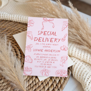 Invitation Baby Shower Livraison Spéciale Pizza Minimaliste