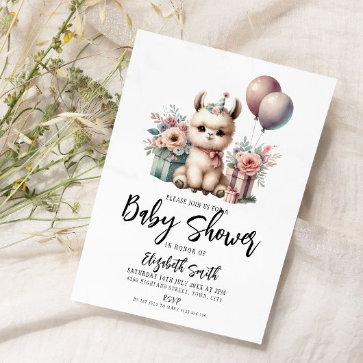 Invitation Baby shower Llama
