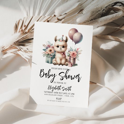 Invitation Baby shower Llama
