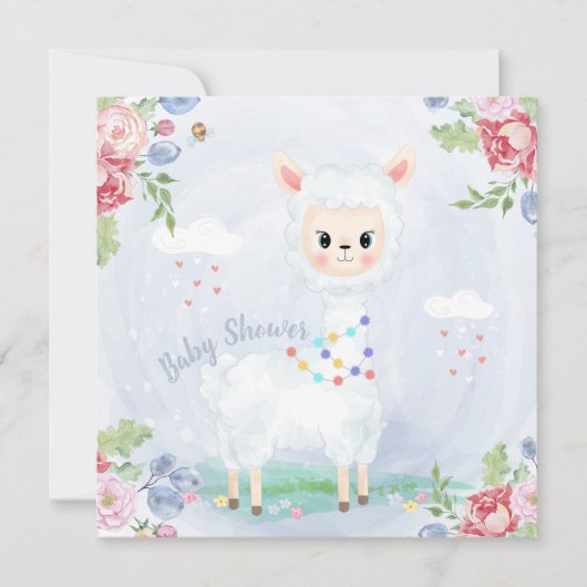 Invitation Baby shower Llama/Alpaca (Devant)