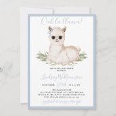 Invitation Baby shower Llama Bleu (Devant)