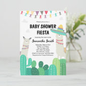 Invitation Baby shower Llama Cactus (Debout devant)