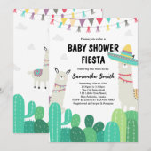Invitation Baby shower Llama Cactus (Devant / Derrière)