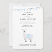 Invitation Baby shower Llama neutre et blanc bleu et blanc (Devant)