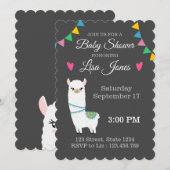 Invitation Baby shower Llama personnalisable (Devant / Derrière)