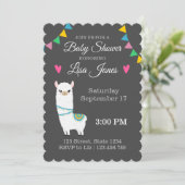 Invitation Baby shower Llama personnalisable (Debout devant)