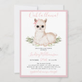 Invitation Baby shower Llama rose (Devant)