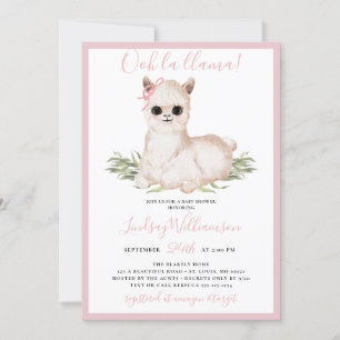 Invitation Baby shower Llama rose