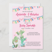 Invitation Baby shower Llama rose pour bébé (Devant)
