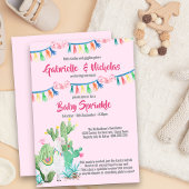 Invitation Baby shower Llama rose pour bébé