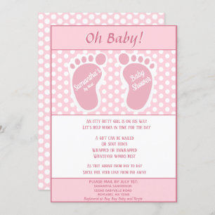Invitation Baby shower longue distance Baby Gir Pied bébé Imp