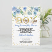 Invitation Baby shower longue distance de garçon forêt pandém (Debout devant)