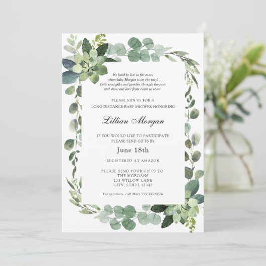 Invitation Baby shower longue distance par courrier (Debout devant)