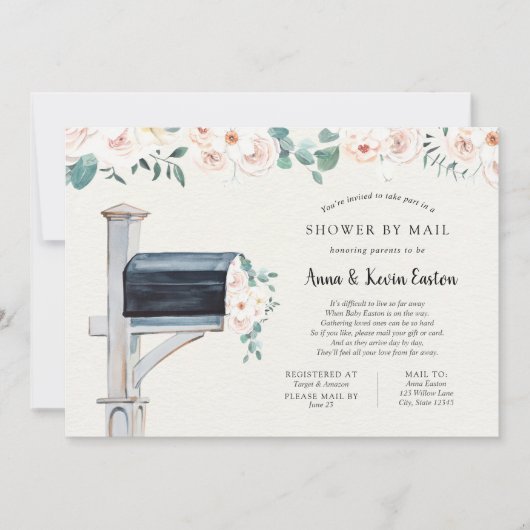 Invitation Baby shower longue distance par courrier (Devant)