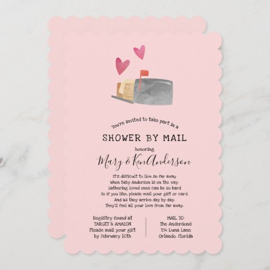 Invitation Baby shower longue distance par courrier (Devant / Derrière)