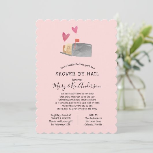Invitation Baby shower longue distance par courrier (Debout devant)