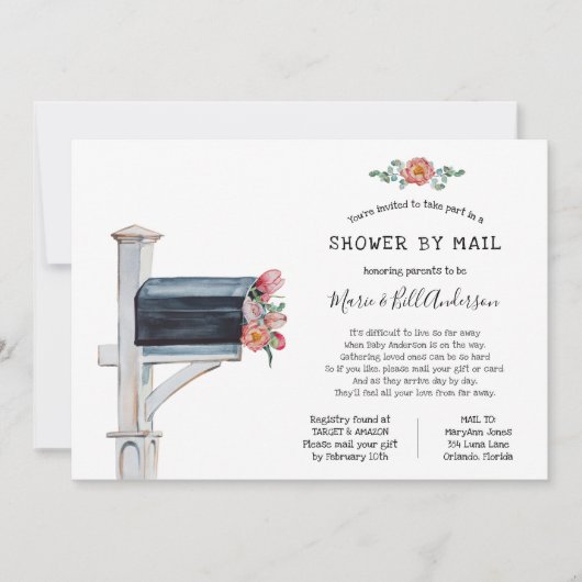 Invitation Baby shower longue distance par courrier (Devant)