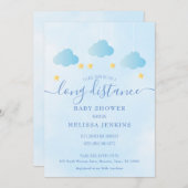 Invitation Baby shower Longue Distance Par Mail Boy Blue (Devant / Derrière)