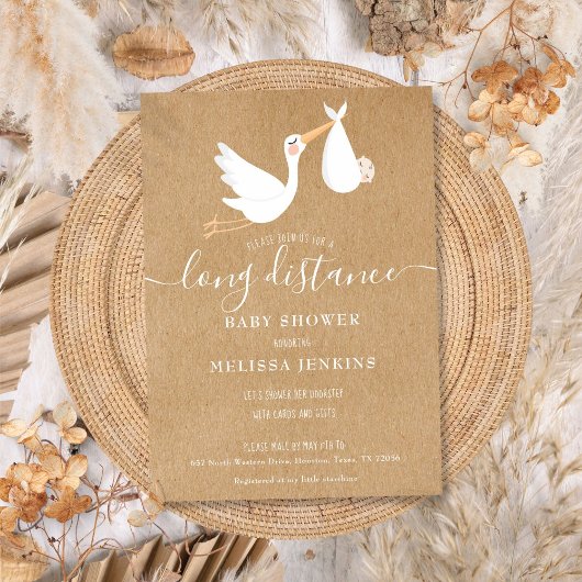 Invitation Baby shower Longue Distance Parsemé Par Courrier