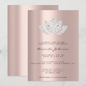 Invitation Baby shower LotusGlitter Rose Gold Drives Garçon G (Devant / Derrière)