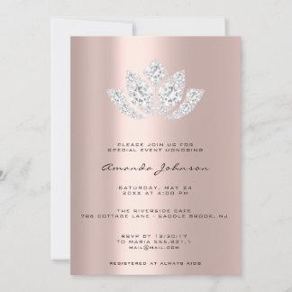 Invitation Baby shower LotusGlitter Rose Gold Drives Garçon G