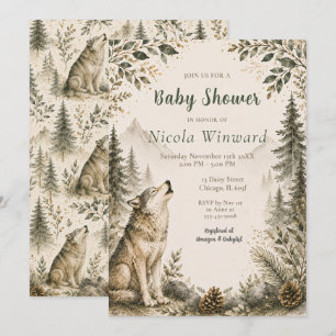 Invitation Baby Shower Loup des Bois