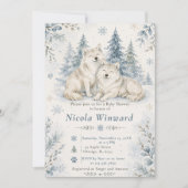 Invitation Baby Shower Loups d'Hiver (Devant)