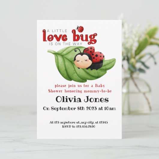 Invitation Baby shower Love Bug (Debout devant)