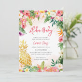 Invitation Baby Shower Luau Fille (Debout devant)