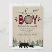 Invitation Baby shower Lumberjack Oh Boy Flannel (Devant)
