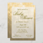 Invitation Baby shower | Lumières Gold Bokeh (Devant / Derrière)