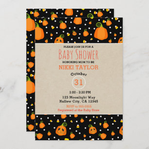 Invitation Baby shower lunaire Citrouille d'Halloween