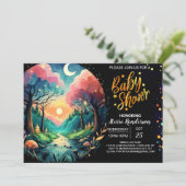 Invitation Baby shower lunaire de lucioles chic (Debout devant)