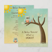 Invitation Baby shower lunatique de hiboux (Devant / Derrière)