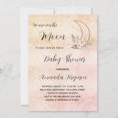 Invitation Baby shower lune blush rose or fille (Devant)